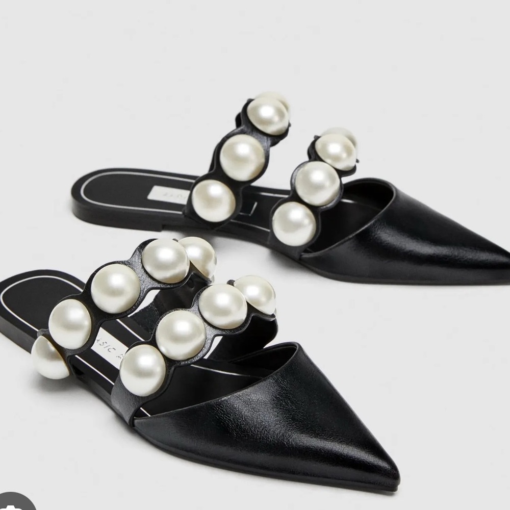 Zara Black Pearl Embellished Women's Shoes